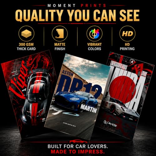 Image of Moment Prints Set of 63 Pcs Super Cars Posters | 4x6 Inch | 300 GSM | Aesthetic sports wall decor with double-sided mounting tape for gaming rooms and garages