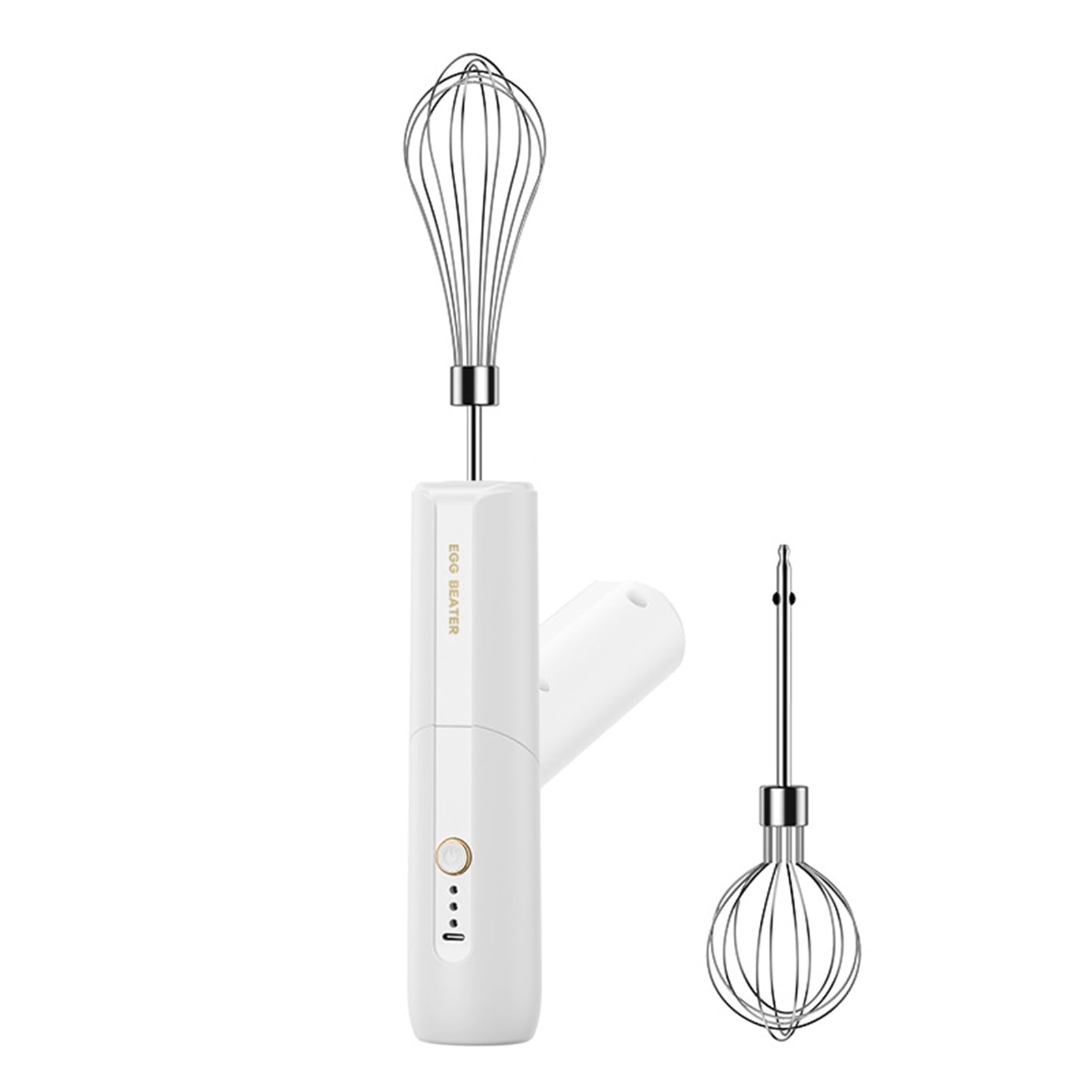 VALINK Frusta elettrica a mano, frusta elettrica senza fili con manico pieghevole, ricaricabile tramite USB, 3 velocità, frusta elettrica in acciaio inox 304 per frustare, mescolare bianco