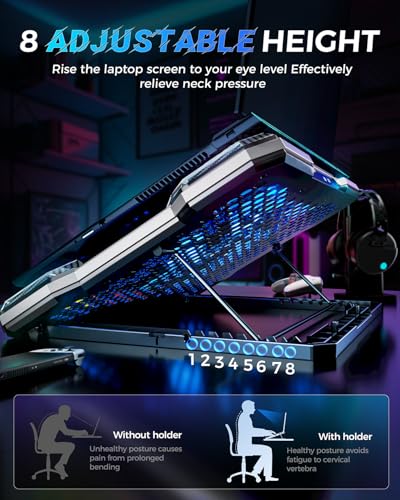 Image of ChillCore RGB Laptop Cooling Pad, Gaming Laptop Fan Cooling Pad 9 Fans for 15.6-19.3 Inch Laptops, Laptop Cooler with 8 Height Stands, 2 USB Ports - A21 Pattern