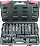 Cromo-molibdeno KS Tools 450.0420 Juego de llaves de impacto de vaso y llaves de vaso con punta intercambiables de 3/4\"+1\", 16 pzs