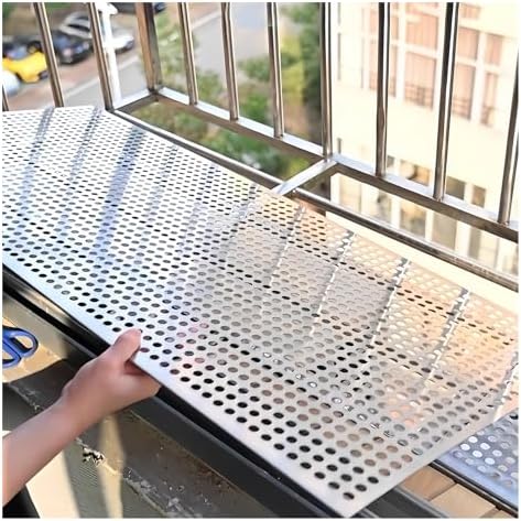 Stainless Steel Perforated Metal Plate - 50x280cm Round Hole Expanded Mesh Sheet for Windowsill, Balcony Railing, Patio Decoration & Safety Protection