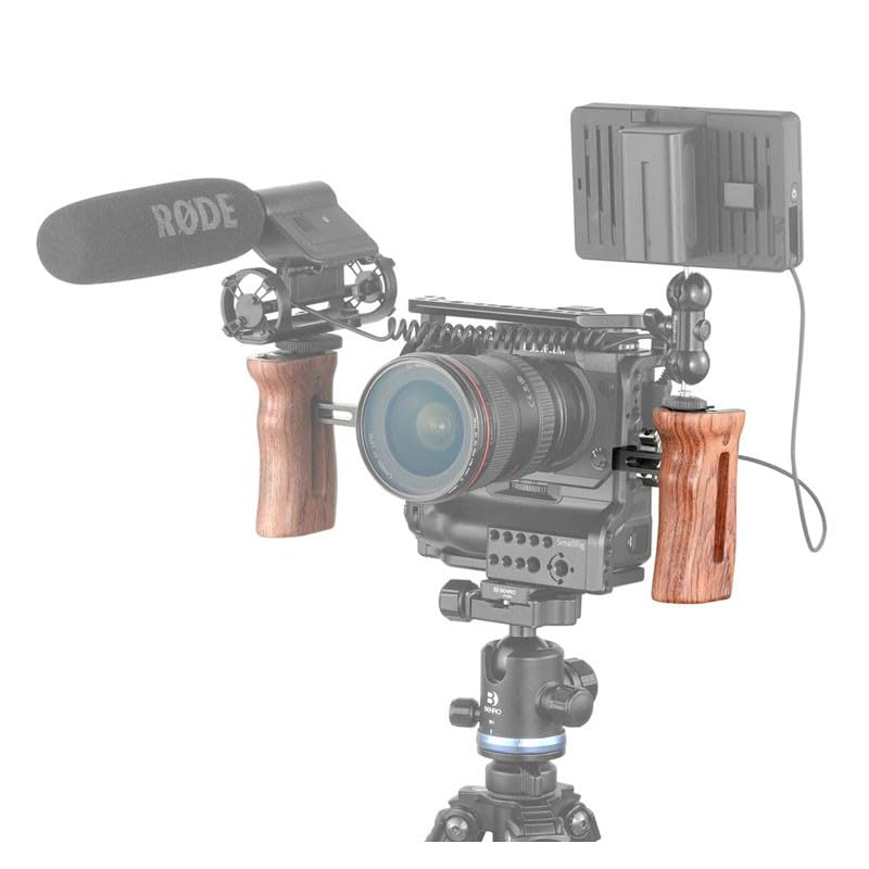 Image of SmallRig Wooden Side Handle with 1 /4''-20 Screws, Max. Load 15kg /33lbs, Up and Down Adjustable, for Left or Right Hand