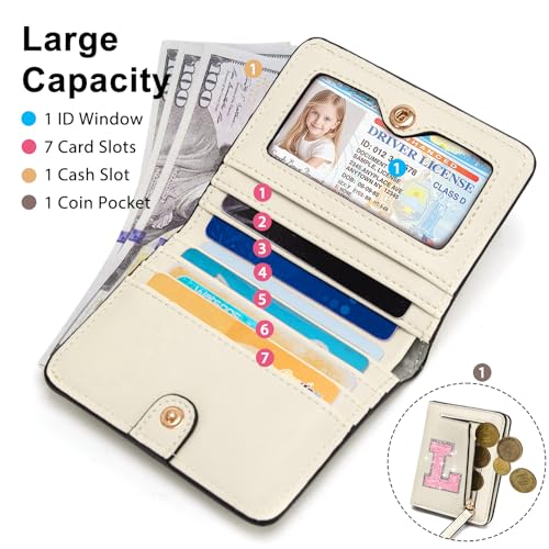 Image of Birthday Gifts for Teen Girl Kids Wallet Girl Wallets Small Initial Rfid Wallet Teen Girls Gift Preppy Stuff for Girls Beige L
