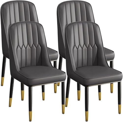 Miniatura 16 de YVYKFZD Dining Chairs Set of 2/4, Kitchen Chairs with Back and Metal Legs, PU Leather Dining Room Chair, Armless Comfy Side Chair, for Living Room,