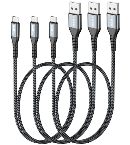 Image of SUNGUY Micro USB Cable 2FT [3Pack], USB-A to Micro USB Cable Fast Charging USB 2.0 Data Transfer Nylon Braided for Samsung Galaxy S7 Edge S6, Power Bank, Android Phone, PS4