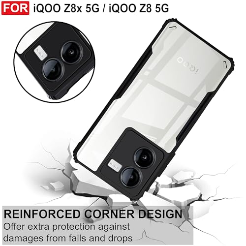 Image of Zapcase Back Case Cover for iQOO Z8x 5G | Compatible for iQOO Z8x 5G Back Case Cover | Clear Case with Camera Protection | (TPU + PC | Matte Black)