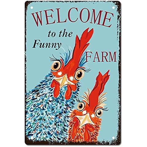 Plaque en Métal CREATCABIN Funny Farm Cover