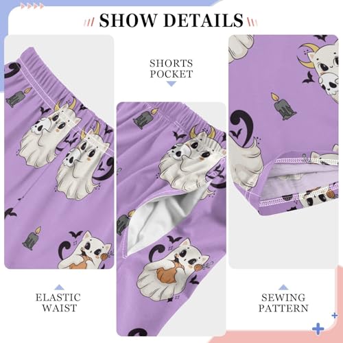 Cute Halloween Ghost Cat Boys Pants for Kids Jogger Pants with Pockets S-XL4