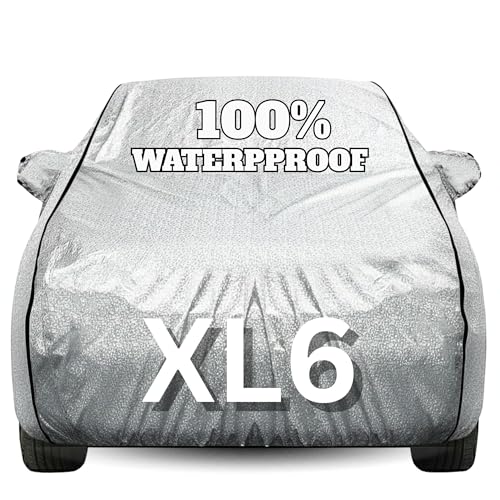Image of Waterproof Car Body Cover - 100% Water Proof Custom Fit New Car Covers, Outdoor Full Protecting Cover for Xl6 (All Models) with Free Storage Bag - UV, Rain & Dust, All Weather Protection