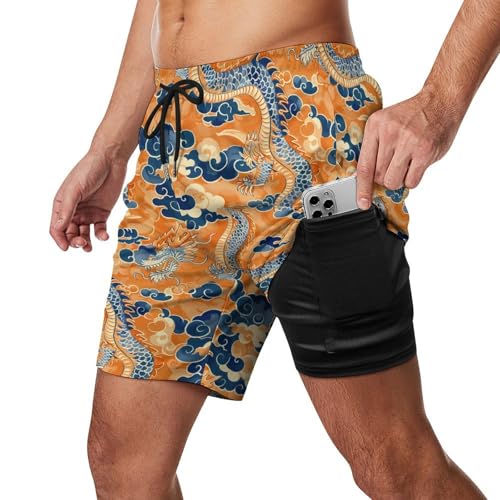 Lucky Dragon Novelty Men's Swim Trunk Quick Dry Summer Beach Shorts Swimwear with Pocket2