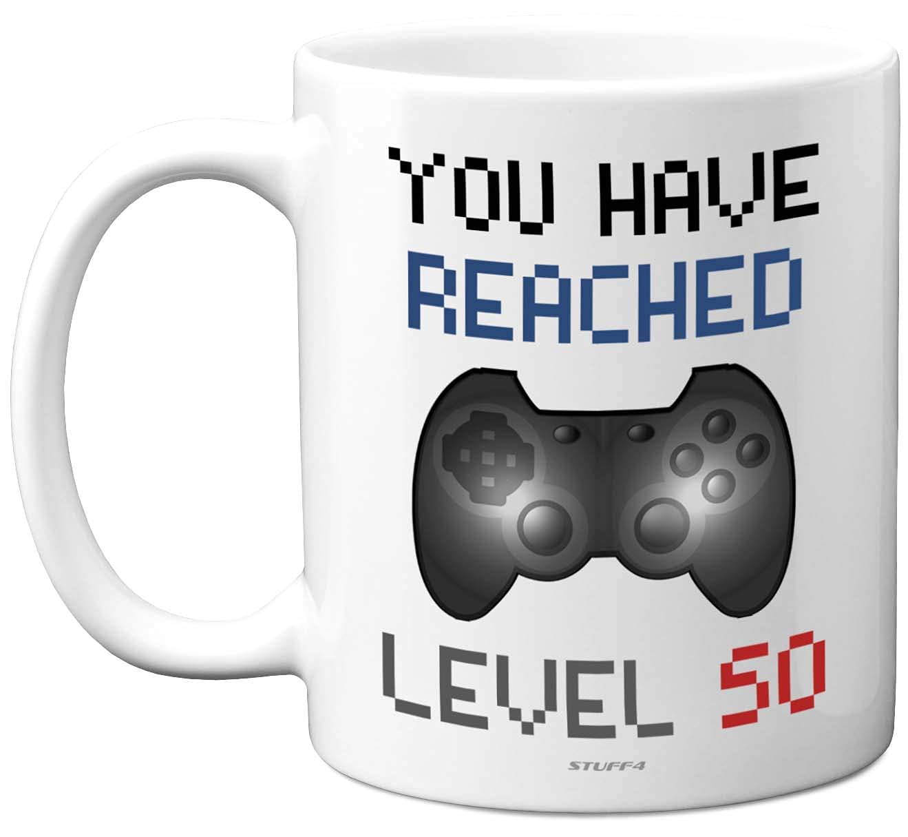 Stuff4 Men's 50 Th Birthday Gamer Mug - Level Gamer, Dishwasher Safe Coffee Cup, Retro Video Game, Novelty Mug, Gaming Gift For Him Or Her