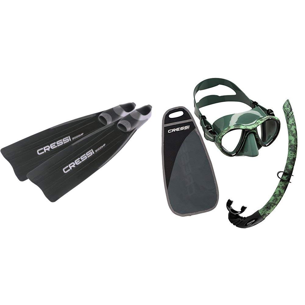 Cressi Gara High Performance, Pinne Lunghe da Apnea Unisex Adulto Nero + Set Snorkeling Unisex, Adulto