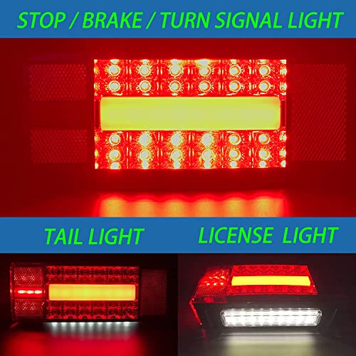 Serlainxin Boat Trailer Lights, Low Profile Rectangular Trailer Lights Led Kit, Ip68 Waterproof Trailer Rear Lights, Combo Stop Turn Running Brake License Plate Lights For Trailers, Truck, Boat Etc #TOP4