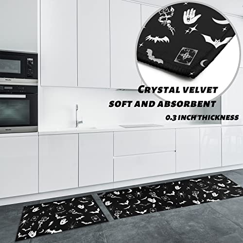 Logieut Gothic Kitchen Rug Set Of 2, Goth Rug, Witch Rug, Black Halloween Spooky Kitchen Mat thumb #3