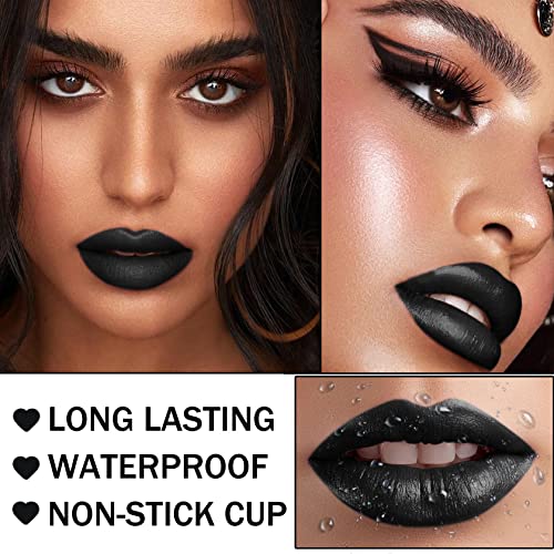 Cahiuyoa CS-US-000085 Black Matte Lipstick Lip Liner Set,Black Liquid Lipstick Lip Gloss Smudge Proof thumb #3