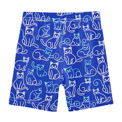 Navy Cartoon Cats Girls Shorts Elastic Waist Sports Shorts Girls Leggings Pants for 4-10 Years2