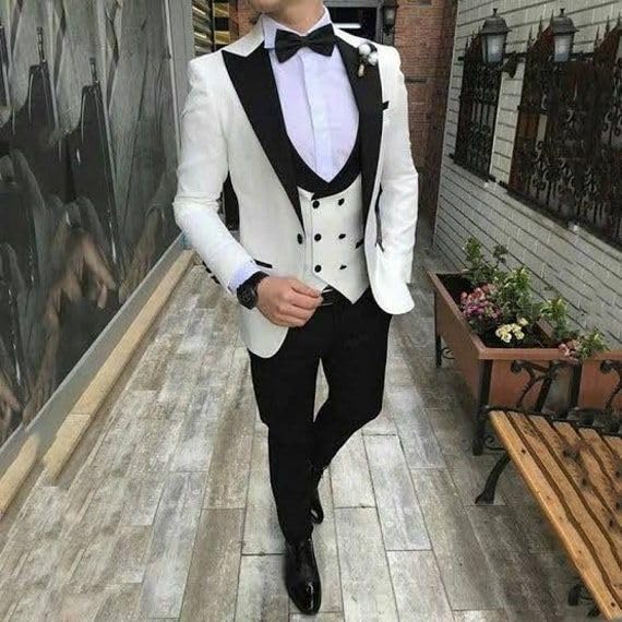 Tuxedo for Men Slim Fit Wedding Tuxedo for Men Peak Lapel Prom Party Suit 3 Piece Blazer Vest Pants2