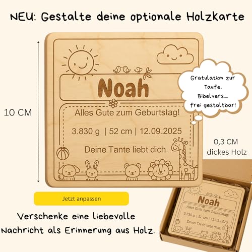 C|UTE – Montessori Spielzeug mit Namensgravur | Motorik Puzzle personalisiert für Babys u. Kinder | Steckspiel Geschenke zur Taufe Junge & Mädchen | BPA-frei | Geschenk 1 Geburtstag