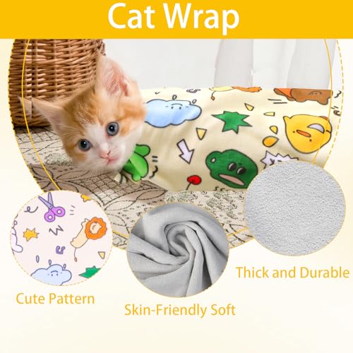 Image of Cat Wrap for Cutting Nails Cat Grooming Wrap Anti Scratch Adjustable Grooming Bag for Cats Nail Clipping Ear Cleaning Teeth Brushing 21 Inch