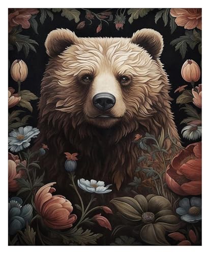Art décoratif raton laveur et animaux forêt pour tableau salon 50x70