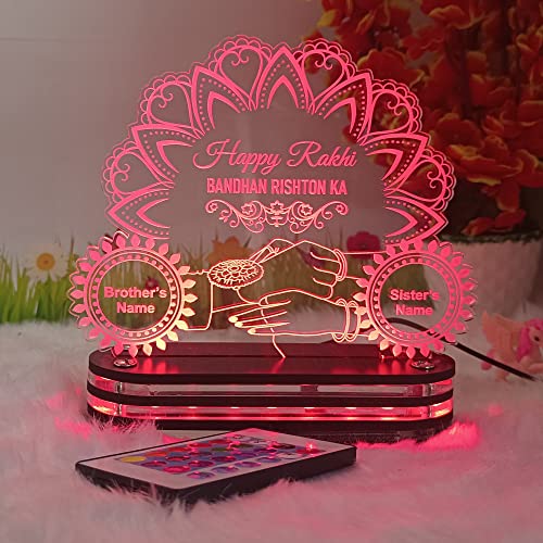 Image of lampees Raksha Bandhan 3D LED Lamp - Acrylic Night Light for Brother & Sister - Unique Rakhi Gift for Bhaiya, Bhabhi & Siblings with Multicolor Light