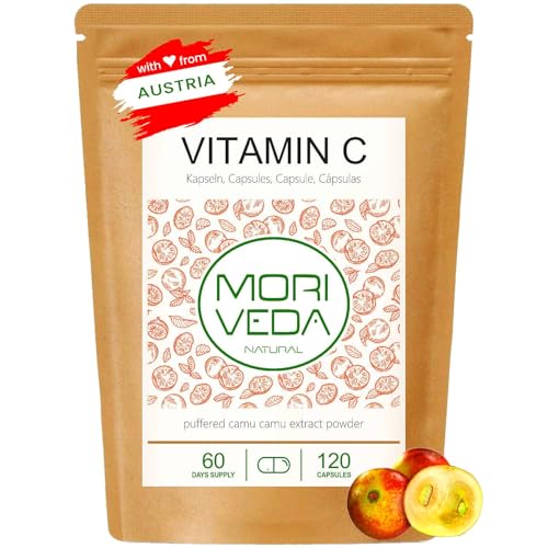 Capsules de Vitamine C tamponnée I biodisponibilité maximale grâce aux composés végétaux secondaires du Camu Camu I 50% de Vitamine C naturelle I Végan...