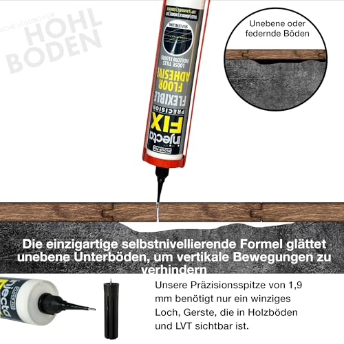 Floor-Fix Pro Injectafix 300 ml – Präzisions-Injektionskleber | Reparatur von losen und hohlen Fliesen | Holz-, Laminat- und Vinylböden | Präzisionsdüse 1,9 mm für unauffällige Reparaturen.