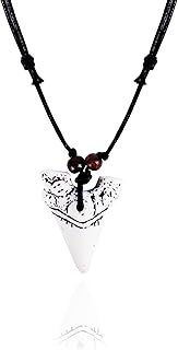 Shark Tooth Necklace for Boys Authentic Fossilized Shark Teeth Pendant Necklace Surfer Necklace for Men