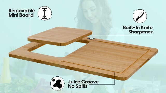 Juego de tablas de cortar de bambú con accesorios miniatura 7