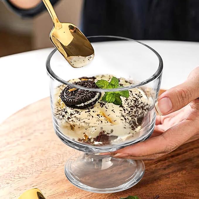 Image of PrimeWorld Glass Dessert Bowls Set of 6-300 ml | Cute Footed Dessert Cups for Ice Cream, Trifle, Fruit, Pudding, Sundae & Snacks | Elegant Glassware for Parties & Home Use