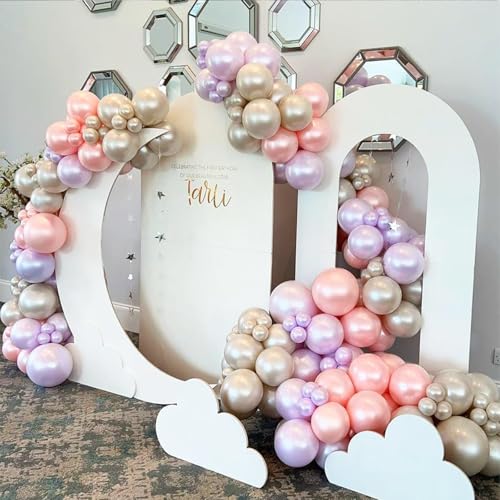 Image of 108Pcs Double Stuffed Pearl Pink Balloon Garland Arch Kit