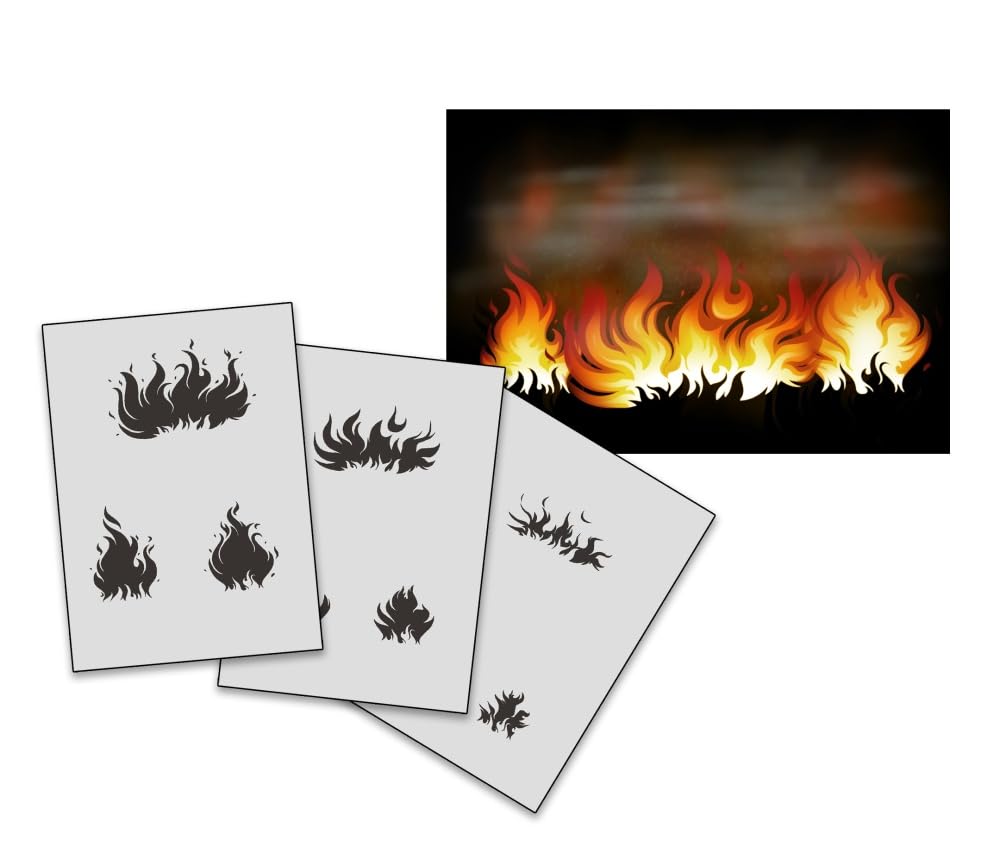 Pochoir aerographe Flammen AS-231 dessin grand format peinture custom