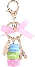 Walfront Macaron Schlüsselanhänger Eiffelturm Tasche Anhänger Harz Keychain Kuchen Schlüsselbund Nette Geldbörse Dekoration (Blau)