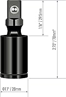 Vista 2 de Adaptador de zócalo giratorio universal de 1/2", extensión de zócalo de impacto negro, acero CR-V
