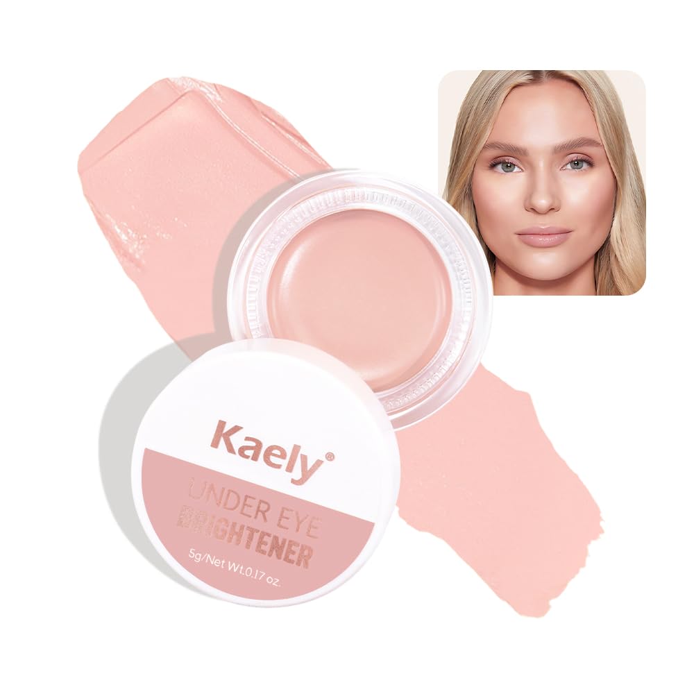 Pink under Eye Corrector Brightener Concealers for older women Dark Circles, under Eye Cream Pot Concealer Full Coverage Peach Color Corrector Makeup Nourishing Waterproof, Light Rose
