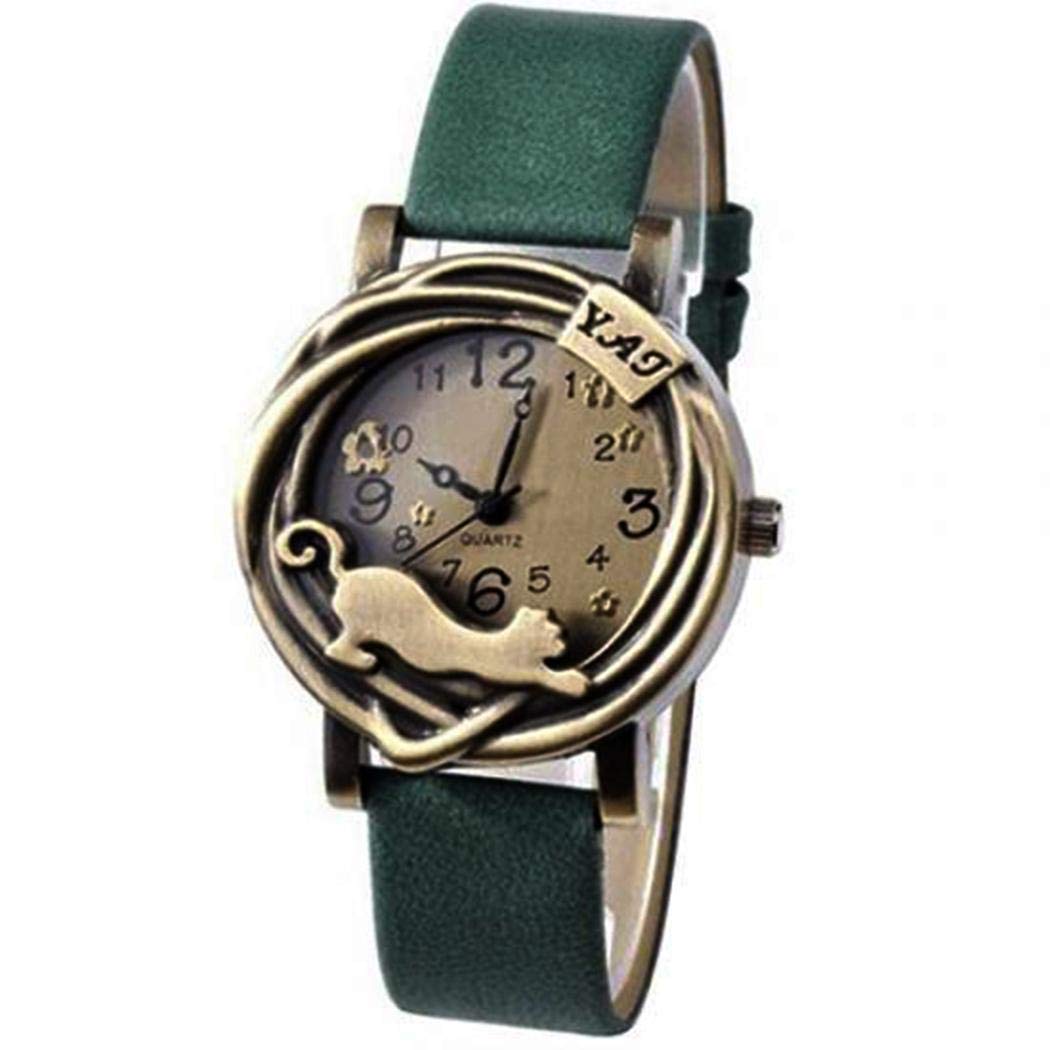 Women Watches On Sale Clearance,Women Casual Round Shape Buckle Closure Analog Quartz Wristwatch Everything Else,Green