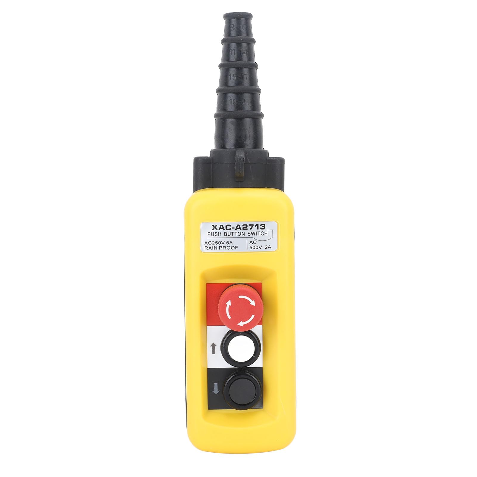 Crane Hoist Control Efficient Single Speed Button Switch Emergency Stop NO Crane Push ABS Material Long Term Use