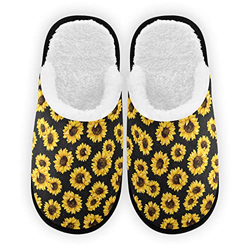 Umidedor Sunflower Mens Slippers, Soft Memory Foam Non-Slip Indoor House Slippers Home Shoes For Bedroom Hotel Travel Spa