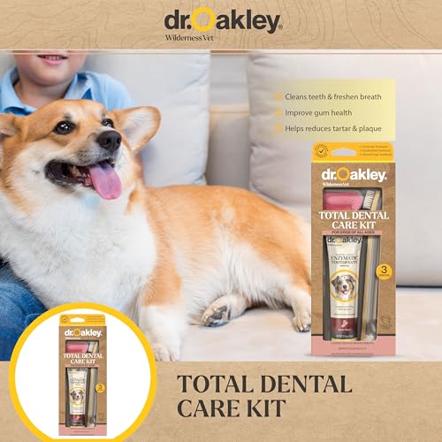 Image of Dr. Oakley Dog Toothpaste Bacon Flavor Enzymatic Dental Kit with Toothbrush & Finger Brush Vet Recommended - 3-Piece Set