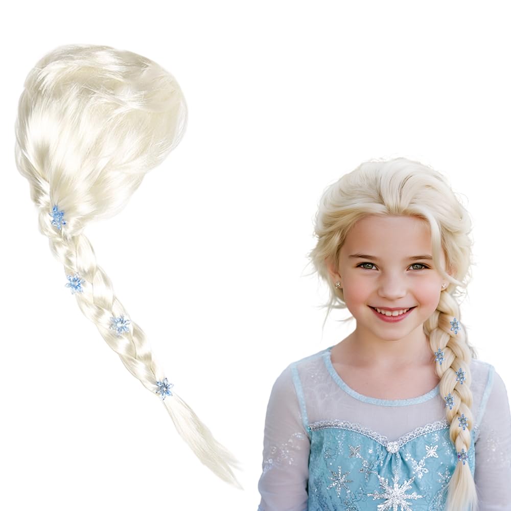 Elsa Parrucca Principessa Elsa Parrucca Principessa Bambini Capelli Principessa Costume Accessori per Bambini Ragazze Festa Compleanno Donne Natale Halloween Festa Cosplay Carnevale