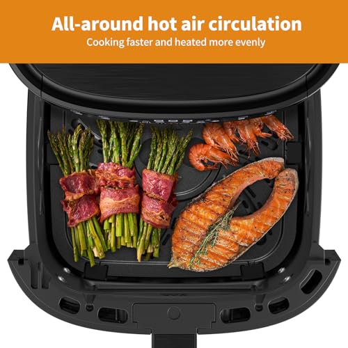 Image of Air Fryer Oven, 6.3Qt Airfryer, 8 Smart Presets for Roasts, Bakes, Broils, View Window, Quick & Oil-Free Healthy Meals, SHAKE Reminder, Recipes, Air Fry Fit for 4-8 People-CT03, Black AA