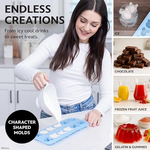 Image of Disney Winnie the Pooh Silicone Ice Cube Tray, 2-Pack 5 inchx12.5 inch, BPA-Free | Flexible design pops character-shaped cubes out easily, dishwasher safe, doubles for chocolate and gummies, makes 24 molds