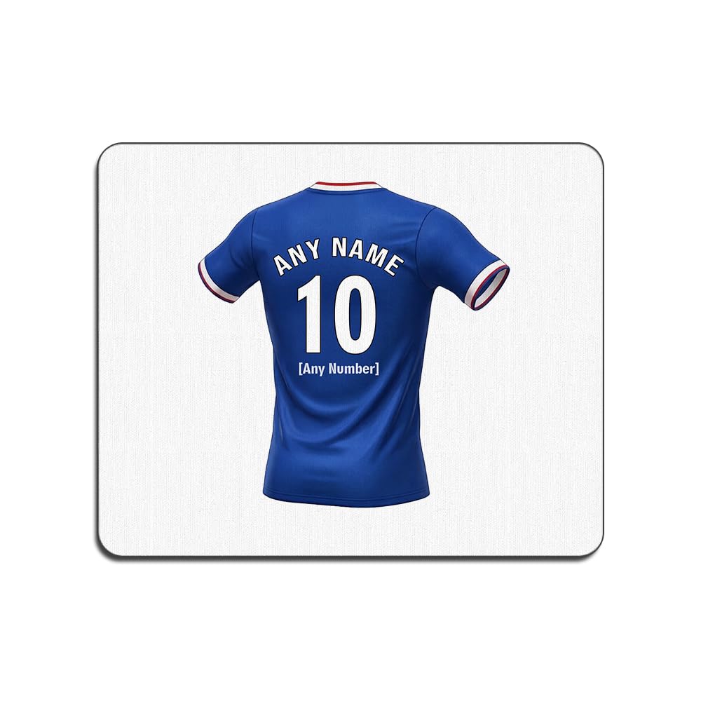 UNIGIFT Personalised Gift - Glasgow Royal Blue Fan 3mm White Mouse Pad (Football Jersey Design) Custom Name Mat - Govan G51 Club
