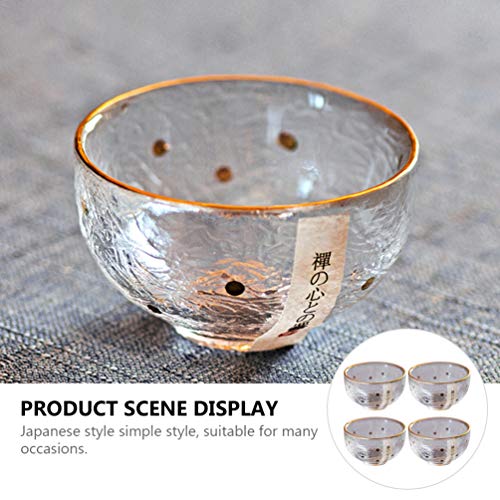 Copos japoneses para saquê de 4 peças Hemoton para saquê frio japonês, copos de saquê com borda dour