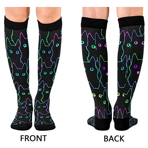Wusikd Milk Cow Compression Socks for Women and Men Circulation Flowers Long Socks for Athletic Running 22