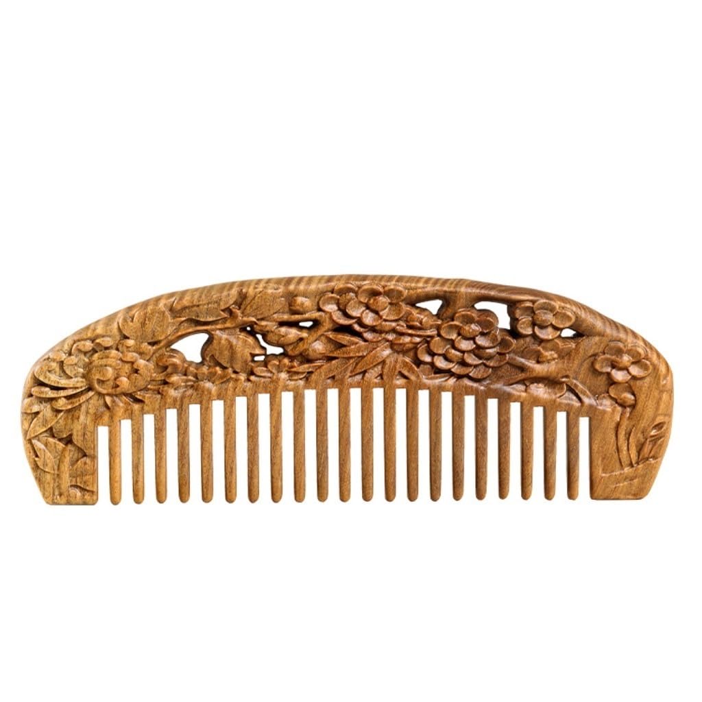 Peruka Grzebień Solid Wood Wide-toothed Comb With Carved Long Hair Comb for Curly Hair Chinese Style Travel Comb, Non-static and Anti-knotting Duże grzebienie do włosów