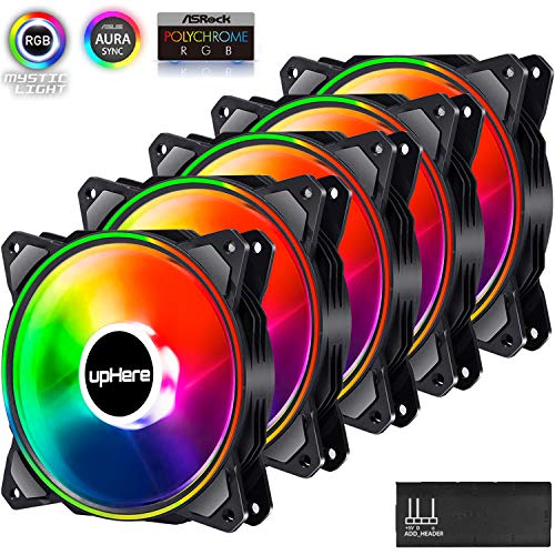 upHere - Ventilador silencioso de alto rendimiento para PC (120 mm, 120 mm, para refrigeración por PC, DP123+3-5)