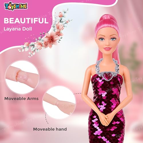 Image of Toyshine Layana Fashion Doll with Stylish Dress and Accessories Beauty and Style Pretend Play Gift for Girls Kids 3+