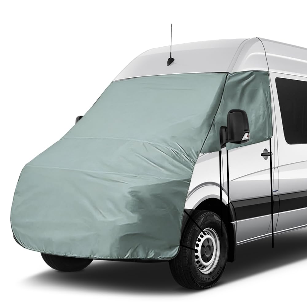 600D Copertura per Parabrezza per Benz Sprinter 2006-2018, Telo di Protezione Anteriore, Impermeabile Copertura Parabrezza Camper con 10 Bande e Magneti