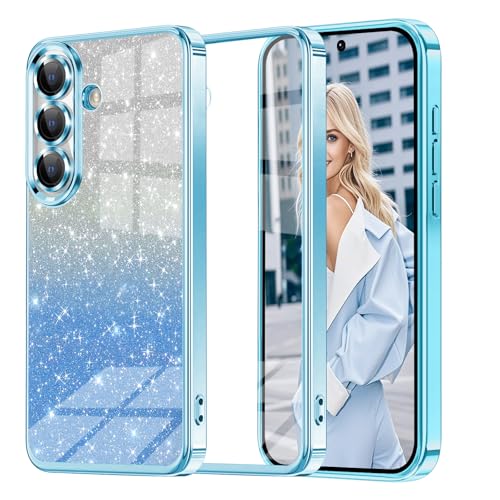 Coque Samsung Galaxy A15 à paillettes bleu en silicone TPU antichoc pour femme